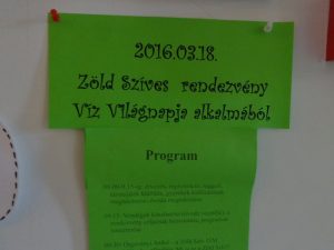 Zöldszíves szakmai rendezvény a Víz Világnapja alkalmából Dunaharaszti, 2016. március 18.
